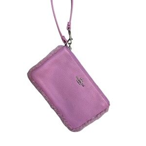 Early 2000s Coach Wristlet Pink with Sherpa-Like Fur Trim